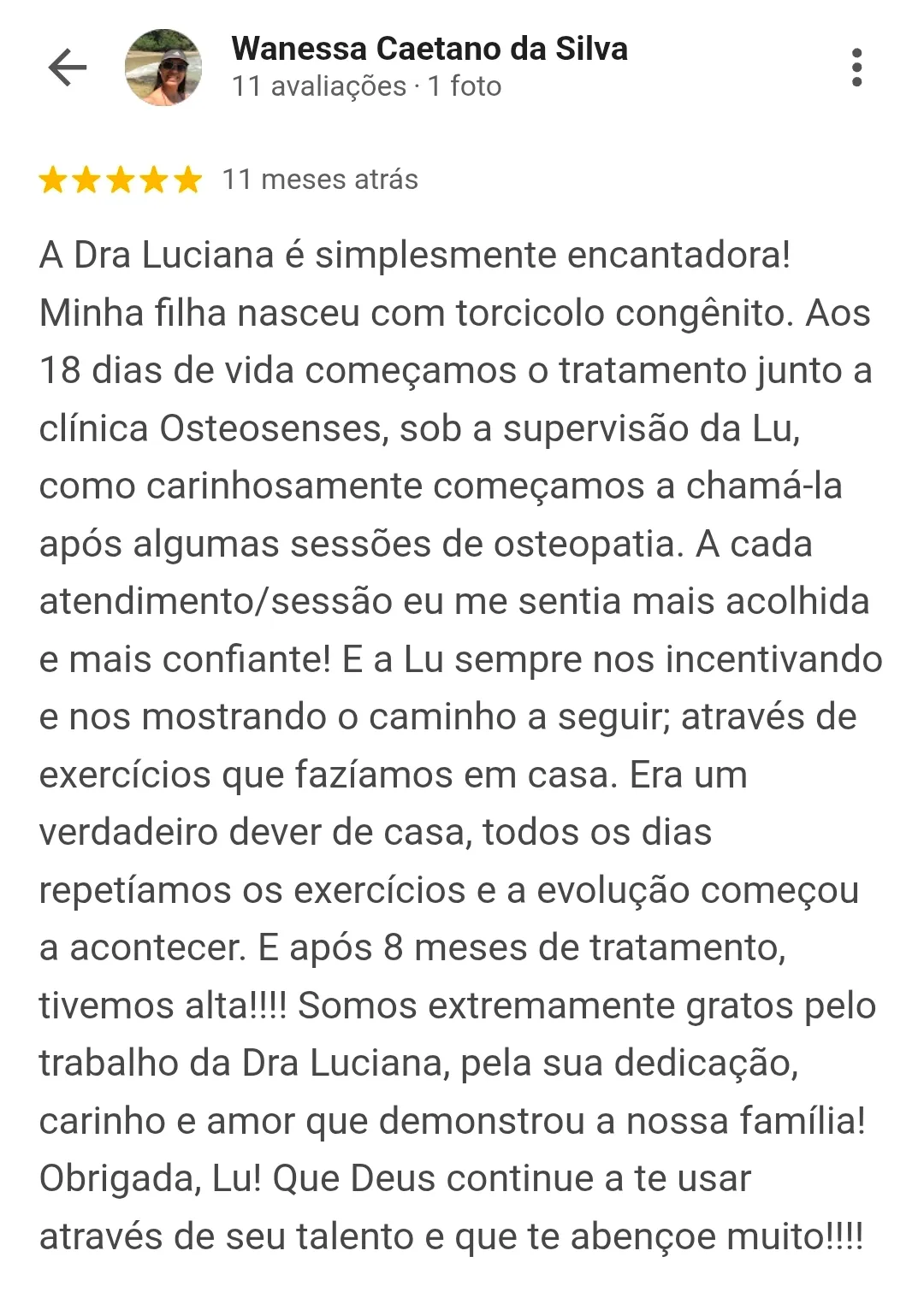 Avaliação de cliente no Google