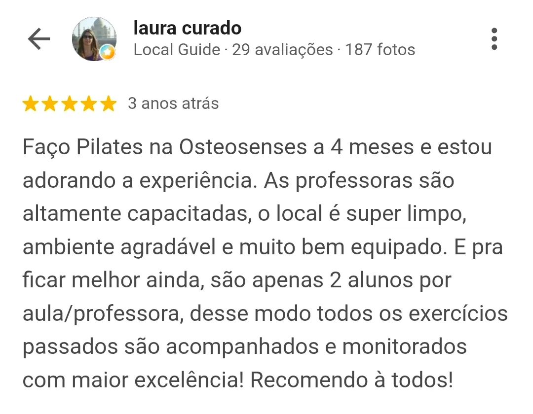 Avaliação de cliente no Google