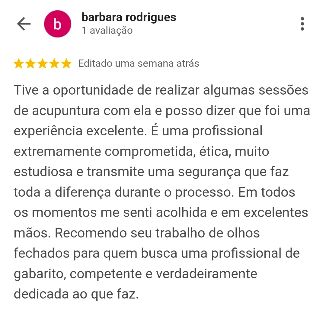 Avaliação de cliente no Google
