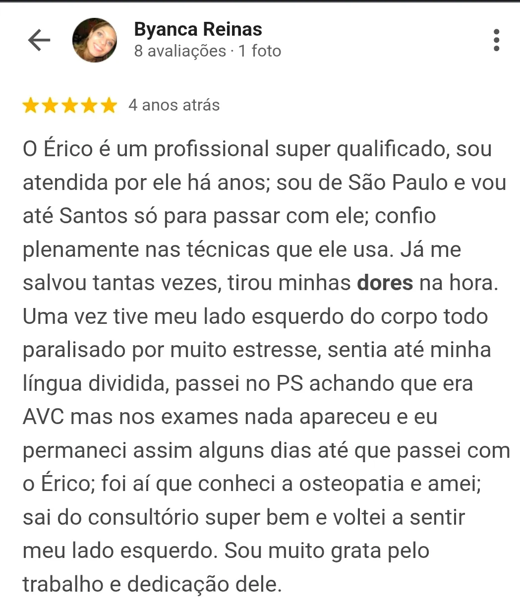 Avaliação de cliente no Google