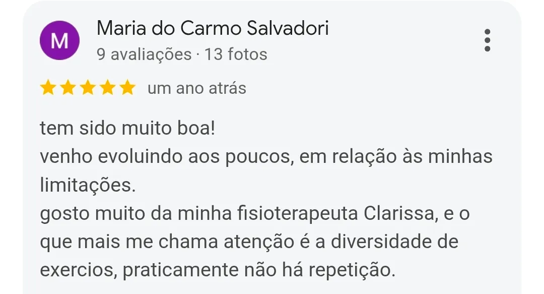 Avaliação de cliente no Google