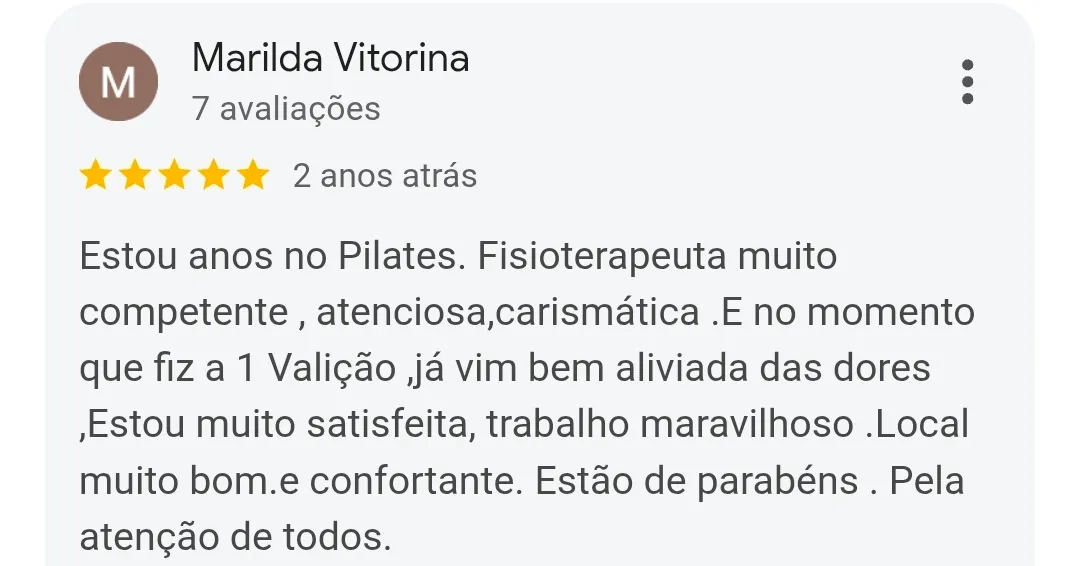 Avaliação de cliente no Google