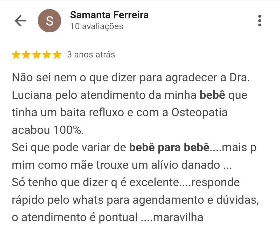 Avaliação de cliente no Google