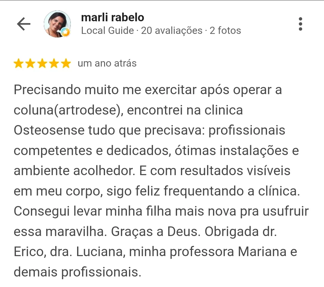 Avaliação de cliente no Google